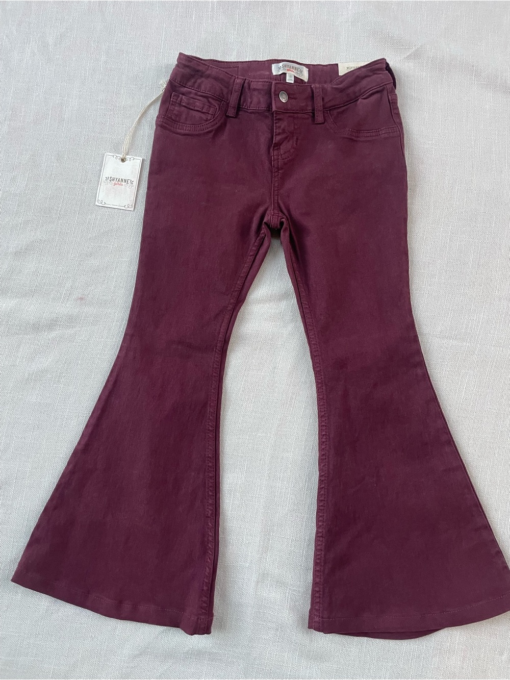 Shyanne Girls Flare Jeans in Burgundy